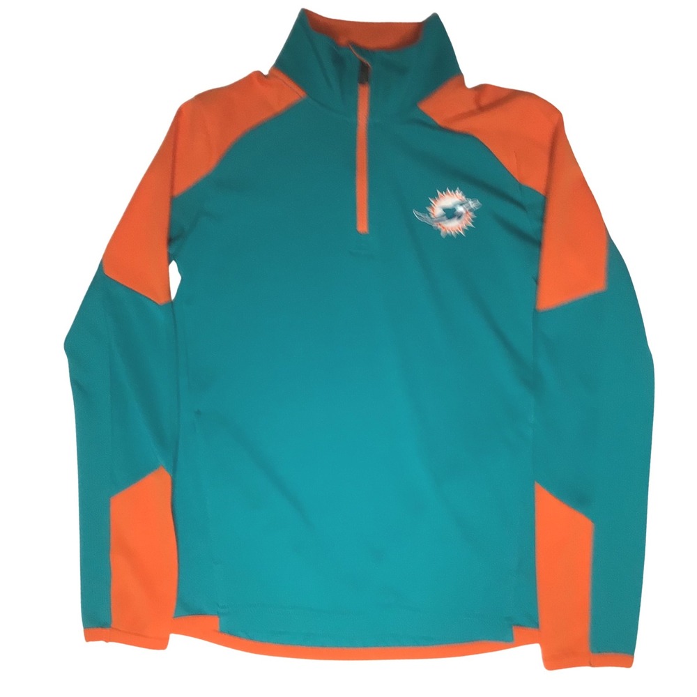 Miami Dolphins NFL 1/4 Zip Graphic Colorblock Pullover Boys 8